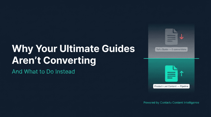 Why Your Ultimate Guides Aren't Converting — ToFu Guide with 0 conversions vs. Product-Led Content driving pipeline