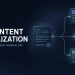 Content provenance for AI search showing a verified source document, author card, review date, and version history